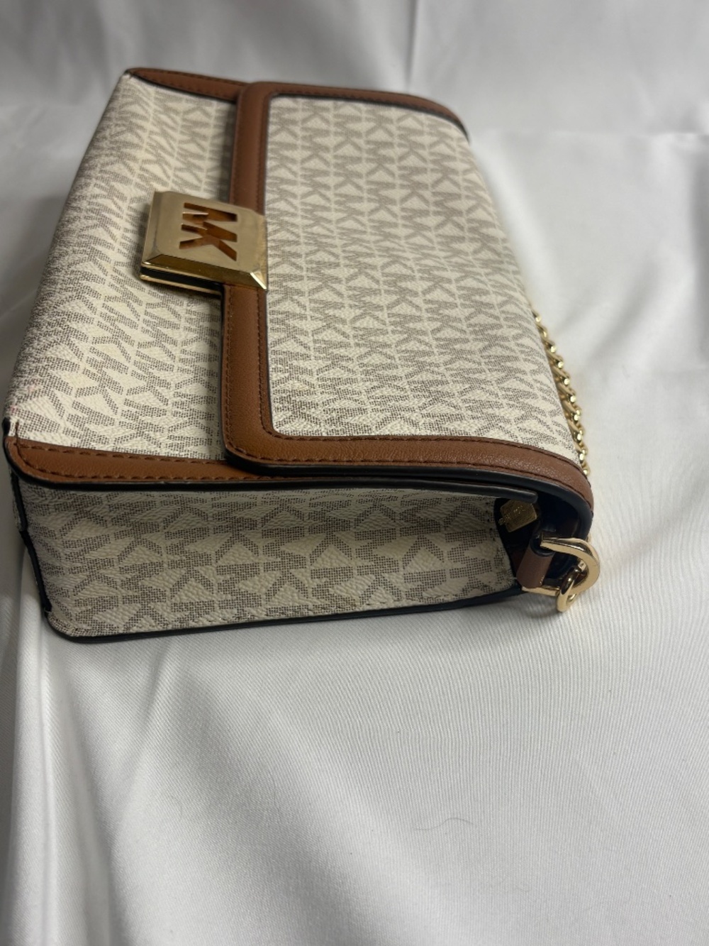 Michael Kors Sonia Medium logo Convertible Shoulder Bag MK NWT Beige NO STRAP - Picture 4 of 15
